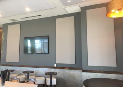 Ambli DTC Office Interior Ceiling Detail with white acoustic treatment stretched fabric