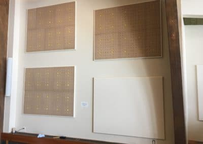 Bud Werner Library Steamboat Spring Colorado interior wall detail acoustic treatment panels with custom covers on white wall