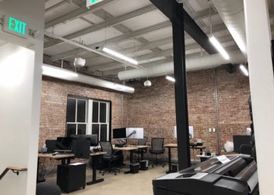 Acoustic Ceiling Panels - Office white print shop exposed brick wall industrial acoustic treatment
