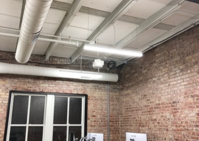 Acoustic Ceiling Panels - Office white print shop exposed brick wall industrial acoustic treatment