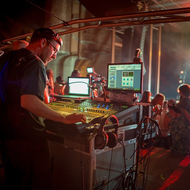 contour audio production Red Rocks audio technician mixing a show live music