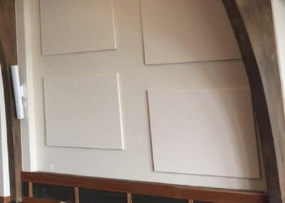 Bud Werner Library Steamboat Spring Colorado interior wall with white and gray acoustic panel treatment installed