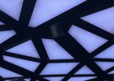 Rise Nation Gym Ceiling Detail with commercial audio speaker mounted on ceiling